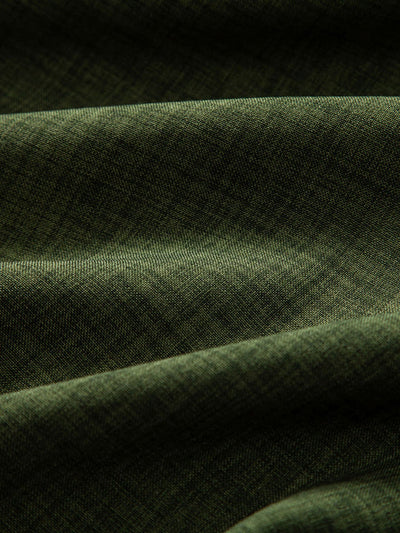 Camicia a Maniche Corte con Collo Alto e Pantaloni in Lino a Gamba Dritta